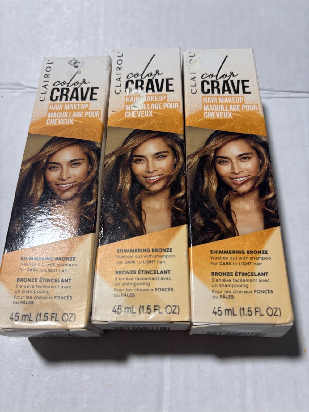Clairol Color Crave Shimmering Bronze Hair Makeup 3 pack